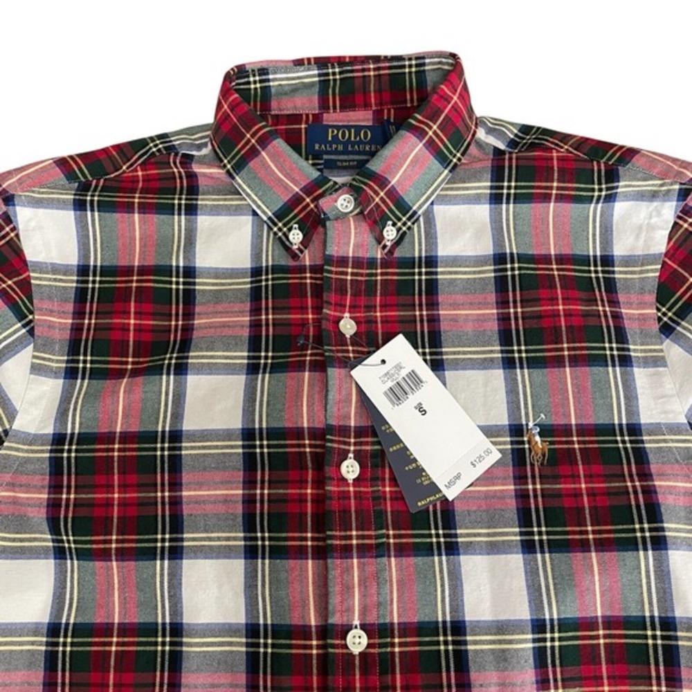 NEW Polo Ralph Lauren Mens S Slim Fit Plaid Oxford Shirt Button Down Cotton $125